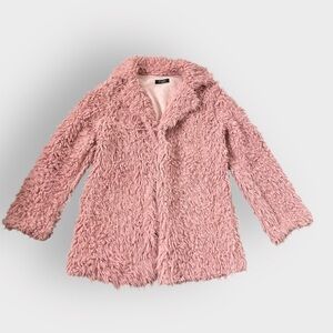 Kiverst Pink Faux Fur Teddy Jacket Coat - Collared